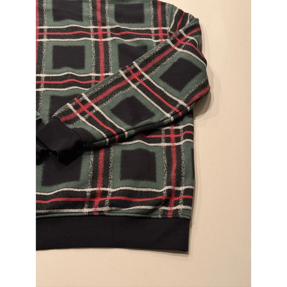 Jordan Essentials Fleece Pullover Hoodie Mens L Plaid Green Black FV7458-010